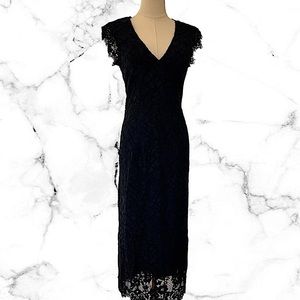 H&M Premium Line Floral Patterned Dress Size 6 Wedding Guest Party Gala Navy